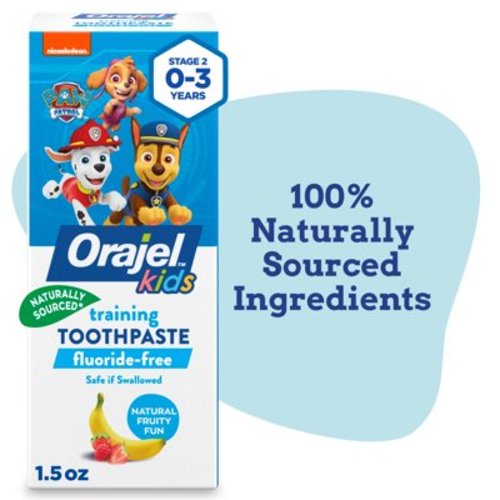 Orajel Kids PAW Patrol Training Toothpaste, Toddler & Baby Safe, Fluoride-Free, Natural Fruity Fun Flavor, 1.5 oz