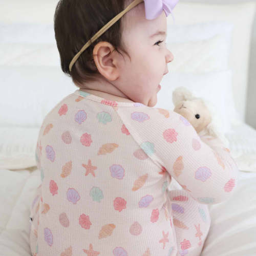 Saltwater Shells Bamboo Waffle Convertible Zip Romper