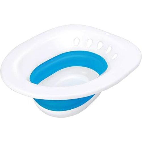 Sitz Bath, Sitz Bath for Hemorrhoids, Sitz Bath for Toilet Seat, Postpartum Care, Sits Bath Kit for Women, Collapsible, Drain Holes, Wider Seating Area, Deeper Bowl