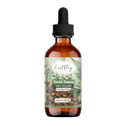Earthley Wellness Teeth Tamer, Teething Relief for Babies & Kids, Soothes Drooling, Gum Discomfort & Irritability, Organic Herbal Formula, Sugar-Free, Packaging May Vary (1.69 oz, 500 doses)