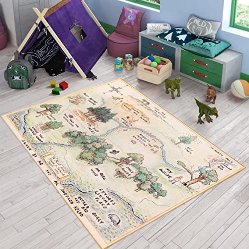 Generic Kids Room Rug, Pooh Bear Map, Soft Play Rug, 120x180cm