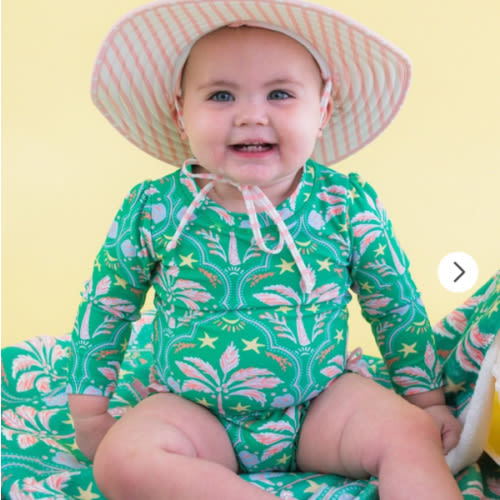 Sweet Long Sleeve One Piece Rash Guard Swimsuit, with Signature Rear Ruffles