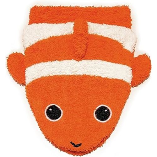 Organic Cotton, Washcloth Mitt Clownfish Puppet, Large by Furnis