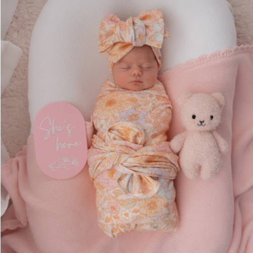 Little and Fern Swaddle Set, Pastel Bloom