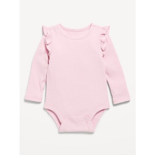 Long-Sleeve Ribbed Ruffle-Trim Bodysuit for Baby | Old Navy