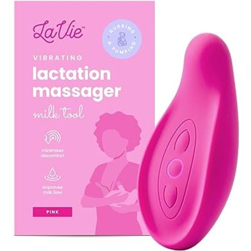 LaVie Lactation Massager for Breastfeeding, Nursing, Pumping, Better Milk Flow, Reduced Discomfort (Pink)