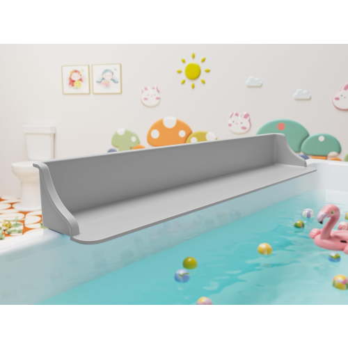 3-Ft Bathtub Splash Guard with Strong Suction Cups, Toy Tray Caddy Holder Storage, No-Leak, Mess-Free Bath Time for Kids