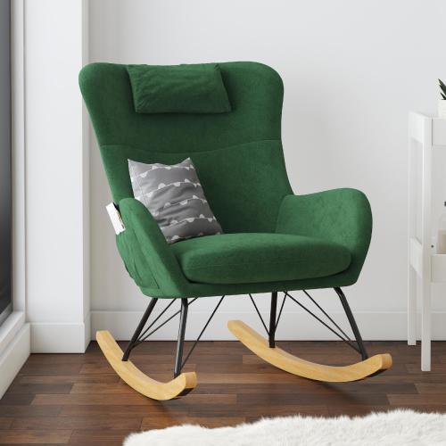 Baby Relax Robbie Rocker with Storage Pockets, Green Linen
