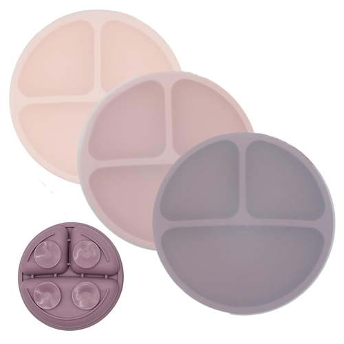 WeeSprout Suction Plates with Lids for Babies & Toddlers, 100% Silicone, Dinnerware Stays Put, 3-Pk
