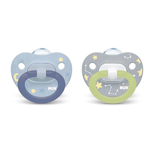 NUK Glow-in-The-Dark Orthodontic Pacifiers, Unisex, 0-6 Months, 2-Pack