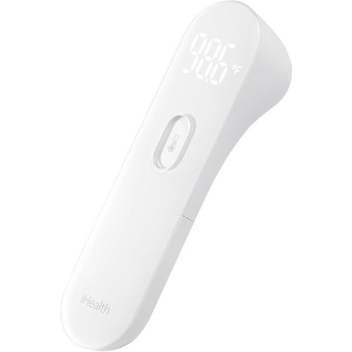 iHealth No-Touch Forehead Thermometer, Infrared Digital Thermometer for Adults and Kids, Touchless Baby Thermometer, 3 Ultra-Sensitive Sensors, Large LED Digits, Quiet Vibration Feedback, Non Contact