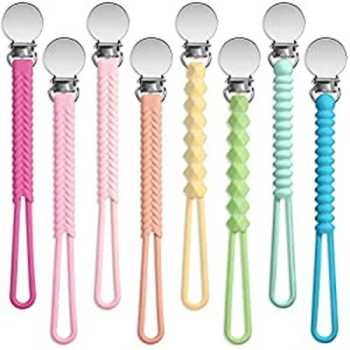 Amazon.com : Nuanchu 8 Pieces Pacifier Clips Baby Pacifier Clip Holder Cute Braid Pacifier Strap with Clip for Baby Girl Boy Keeping Baby Pacifiers, Teethers and Small Toys in Place(Bright Colors) : Baby