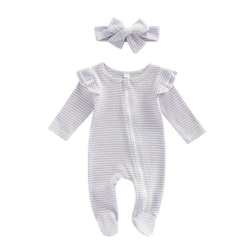 WIBACKER Baby Girls' Sleep and Play Pajamas Cotton One-Piece Footies Romper Jumpsuit Zip Front Pjs