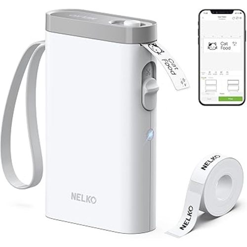 Nelko Label Maker Machine with Tape, P21 Bluetooth Label Printer, Wireless Mini Label Makers with Multiple Templates for Organizing Office Home, White
