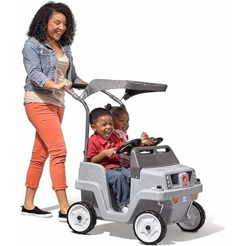 Step2 Side-by-Side Push Around SUV, Kids Push Car, 2 Seats, Stroller Substitute, Includes Seat Belts & Horns, Made of Durable Plastic, Max Weight 100 lbs., for Toddlers 1.5-5 Years Old, Gray