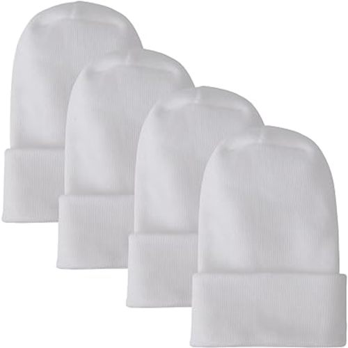 DRESHOW BQUBO 4 Pack Newborn Hospital Hat Infant Baby Hat Cap with Big Bow Soft Cute Knot Nursery Beanie