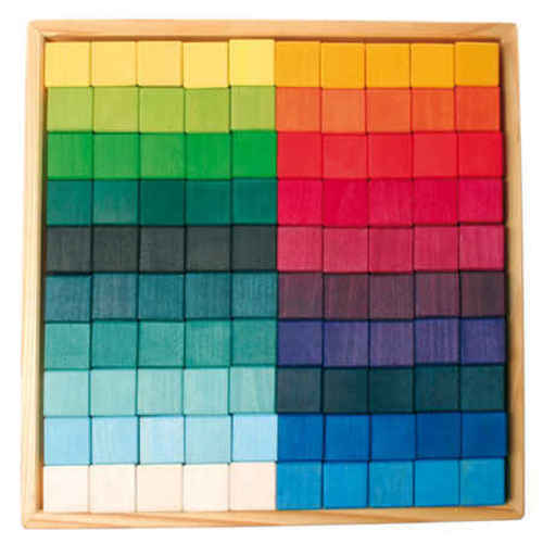 Grimm's Wooden Toys | 100 Wooden Building Cubes (Mosaic Square)