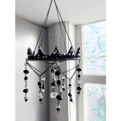 Beaded suncatcher-glass bead decor-crown decor-bookish decor