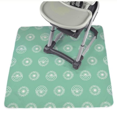 Baby Splat Mat For Under High Chair - Washable Waterproof Baby Floor Mat 51"x51" - Rainbow Sun