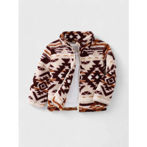 Baby Fleece Geomteric Sherpa Zip Up