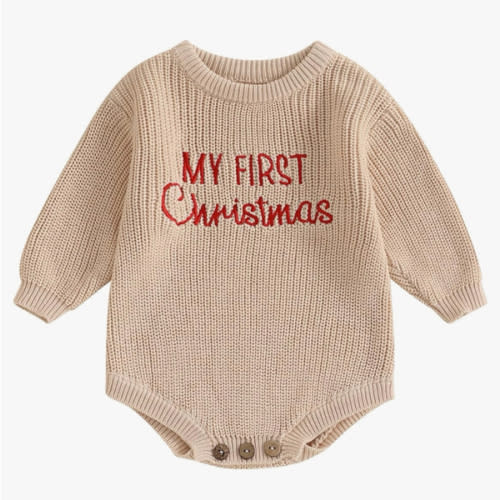 Adobabirl Baby Boy Knitted Sweater Bubble Romper Long Sleeve Jumpsuit Festival Outfit Fall Winter Spring Clothes