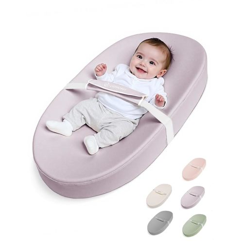 COMOMY Baby Changing Pad with Wipeable & Waterproof PU Cover, Contoured Diaper Changing Pad for Dresser with Non-Slip Safety Belt, Portable and Lightweight, Large Cushioned Foam, Beige