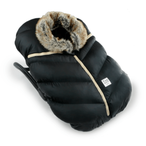 7 AM Car Seat Cocoon - Tundra Black Faux Fur (0-12M)