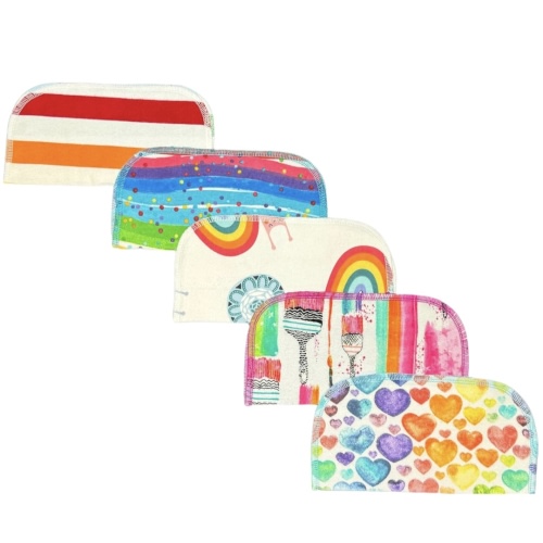 2 Ply Printed Flannel 8x8 Inches Set of 5 Color Me Happy- Proudly Made in the USA!