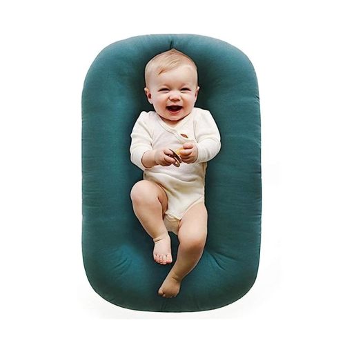 100% Cotton Baby Lounger for Newborn,Baby Play Mat,Tummy Time Mat with Cover for 0-24 Months Newborn Baby,Washable Play Gym Mats for Home Travel-Dark Grey