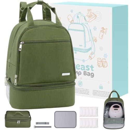 Dersuewe Spectra Breast Pump Backpack, Milk Storage Case for Working Moms, Compatible with S1, S2, Green