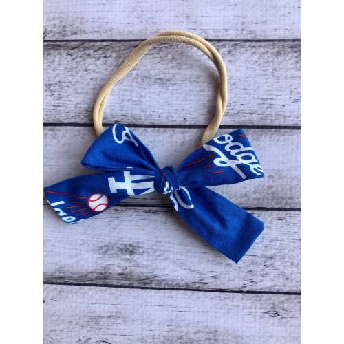 Los Angeles Dodgers Baseball Elastic Nylon Stretch Knot Tied Bow One Size Headband Little Baby Girl Toddler Bow Bows Infant Hair Accessories