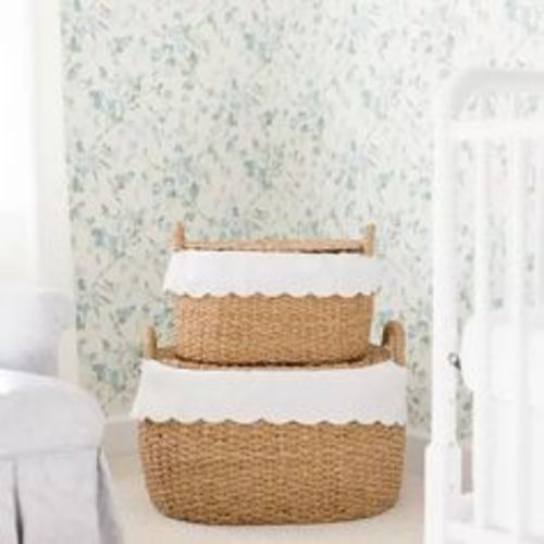Set of 3 Bunny Williams Nesting Baskets with Scalloped Liner - Natural - Ballard Designs