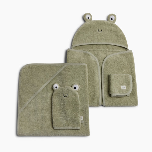 Tiny Kind Cozy Critter Organic Bath Time Set 4 Piece - Frog, 0-24 M