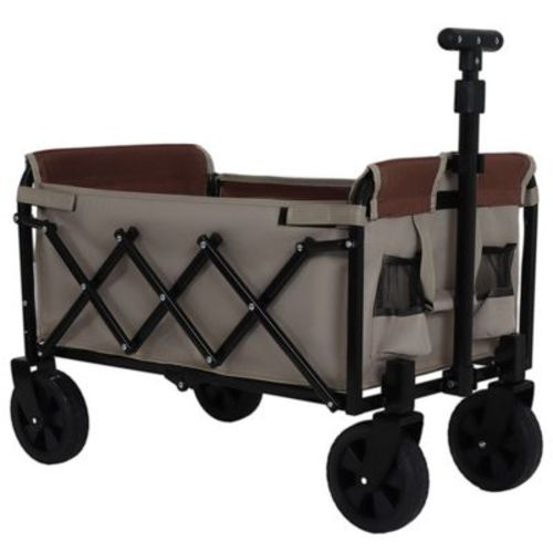 NAYSAYE Wagon Expandable Dual Layer Utility Cart for Shopping Gardening and Outdoor Fun, Gray, 29.5"*17.9"*38.6"