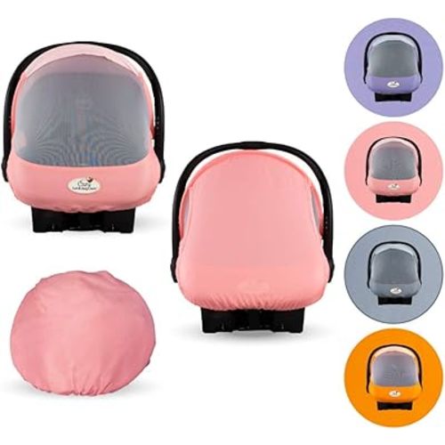 Summer Cozy Cover Sun & Bug Cover (Pink Grapefruit) - The Industry Leading Infant Carrier Cover Trusted by Over 2 Million Moms Worldwide for Protecting Your Baby from Mosquitos, Insects & The Sun