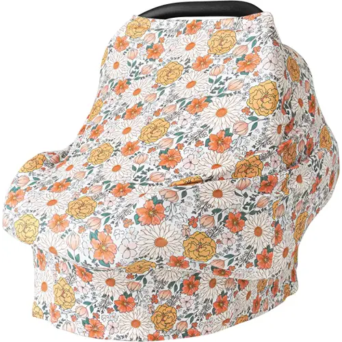 Baby Car Seat Covers- Multi-use Carseat Canopy for Babies, Stretchy Infant Carseat Cover Boy, Shower Gifts for Unisex Boys and Girls(Floral)