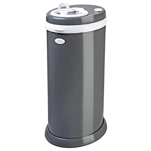 Ubbi Steel Diaper Pail, Odor Locking, No Special Bag Required, Award-Winning, Registry Must-Have, Slate