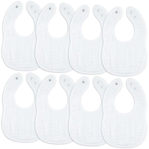 Muslin Cotton Baby Bibs, 8 Pack, Adjustable Size With Easy Snaps, Soft And Super Absorbent, Washable And Reusable By Comfy Cubs - Caramel