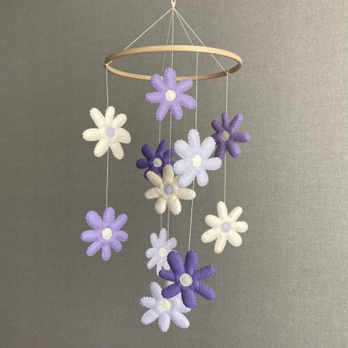 Baby mobile, Lilac baby mobile, Daisy mobile, Purple baby mobile, Flower mobile, Crib mobile, Baby girl mobile, Lavender baby mobile