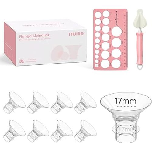 Nuliie 8PCS Silicone Flanges Insert Replacement Kit, Flange Sizing Kit 17mm for 24mm Flange/Shield Breast Pumps, Pumping Essential Kit for Moms