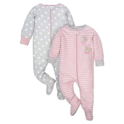 Wonder Nation Baby Neutral Zip Up Sleep N Play Footed Pajamas, 2-Pack, Sizes Newborn - 6/9 Months