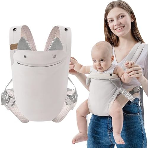 SERAPHY Baby Carrier with Pocket, 4-in-1 Breathable Infant Carrier Newborn to Toddler, Adjustable Multi-Position Baby Sling for Babies 3-36M (15-35lbs)-Grey