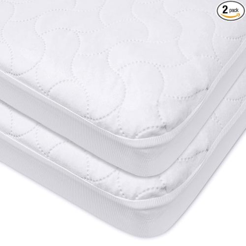 American Baby Company 2 Pack Waterproof Fitted Pack and Play Mattress Protector 39" x 27" - Quilted, Noiseless, Soft & Breathable Playpen and Pack n Play Mattress Cover