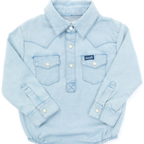 Wrangler Infant Boys' Long Sleeve Collared Onesie