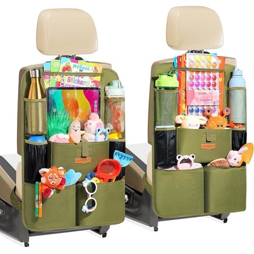 SURDOCA Car Organizers and Storage, Upgraded Car Seat Organizer with 11-inch Touch Screen Tablet Holder, Backseat Car Organizer with 8 Pockets, Car Seat Protector Road Trip Essentials for Kids