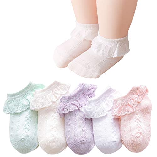 Mini angel Baby Lace Socks Baby Girl Double/Eyelet Lace Ruffle Frilly Socks for Newborn Infant and toddlers Gift Set