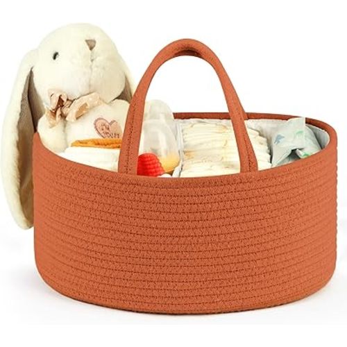 Maliton Baby Diaper Caddy Organizer, Cotton Rope Diaper Caddy for Baby Girl and Baby Boy, Portable Diaper Organizer for Changing Table and Car, Baby Shower Gifts Baby Registry Must Haves - Glaze
