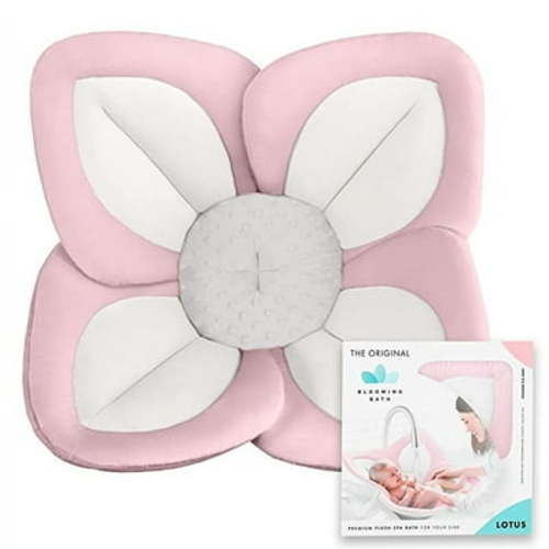 Blooming Bath Lotus Baby Bath Seat, Unisex, 0 to 6 Months, Pink/White/Gray with Snaps