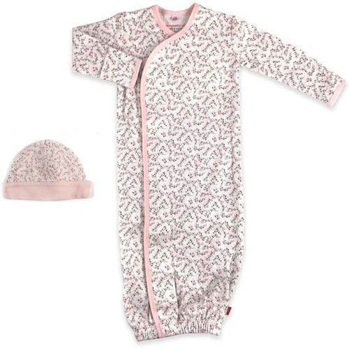 Magnetic Me by Magnificent Baby 100% Organic Cotton Sack Gown & Hat Set, Newborn to 3 Months - Bedford Floral - NB-3M (5-12 Lbs)