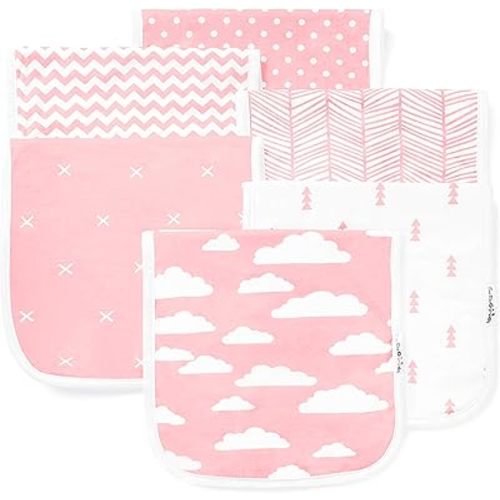 BaeBae Goods Burp Cloths for Baby Girl - Ultra Absorbent Burping Rags - Anti Shrink Unisex Burpy Clothes - Super Soft Jersey Cotton, Large 21"x10" - Thick for Newborn Cloth Diapers - 6 Pack
